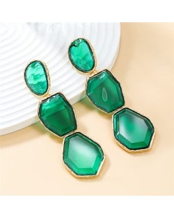 Bohemian Style Irregular Geometry Resin Fashion Wholesale Women Dangle Earrings - Green