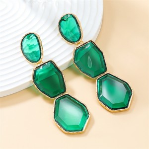 Bohemian Style Irregular Geometry Resin Fashion Wholesale Women Dangle Earrings - Green