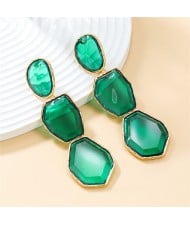 Bohemian Style Irregular Geometry Resin Fashion Wholesale Women Dangle Earrings - Green