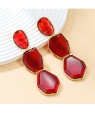 Bohemian Style Irregular Geometry Resin Fashion Wholesale Women Dangle Earrings - Red