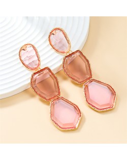 Bohemian Style Irregular Geometry Resin Fashion Wholesale Women Dangle Earrings - Pink