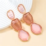 Bohemian Style Irregular Geometry Resin Fashion Wholesale Women Dangle Earrings - Pink