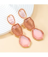 Bohemian Style Irregular Geometry Resin Fashion Wholesale Women Dangle Earrings - Pink