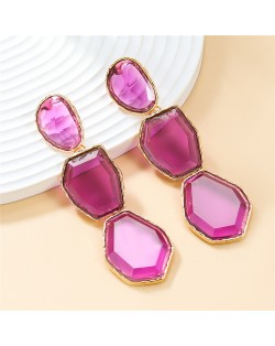 Bohemian Style Irregular Geometry Resin Fashion Wholesale Women Dangle Earrings - Purple