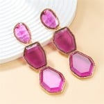 Bohemian Style Irregular Geometry Resin Fashion Wholesale Women Dangle Earrings - Purple