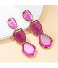Bohemian Style Irregular Geometry Resin Fashion Wholesale Women Dangle Earrings - Purple