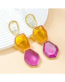 Bohemian Style Irregular Geometry Resin Fashion Wholesale Women Dangle Earrings - Colorful