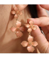 Korean Fashion Oil-spot Glaze Delicate Clover Wholesale Dangle Earrings - Pink
