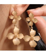Korean Fashion Oil-spot Glaze Delicate Clover Wholesale Dangle Earrings - Brown