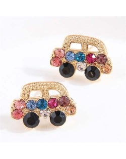 Korean Fashion Vintage Cars Sweet Fashion Rhinestone Wholesale Stud Earrings