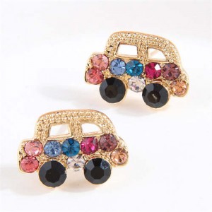 Korean Fashion Vintage Cars Sweet Fashion Rhinestone Wholesale Stud Earrings