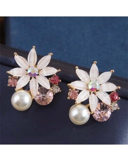 Korean Fashion Sweet Flower Acrylic Wholesale Women Stud Earrings