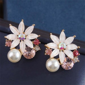 Korean Fashion Sweet Flower Acrylic Wholesale Women Stud Earrings