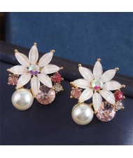 Korean Fashion Sweet Flower Acrylic Wholesale Women Stud Earrings