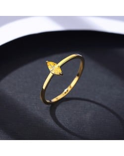 Horse Eye Cubic Zirconia Simple Design Topaz Women Wholesale 925 Sterling Silver Ring - Yellow