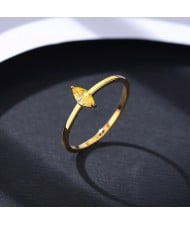 Horse Eye Cubic Zirconia Simple Design Topaz Women Wholesale 925 Sterling Silver Ring - Yellow