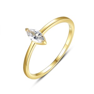 Horse Eye Cubic Zirconia Simple Design Women Wholesale 925 Sterling Silver Ring - White