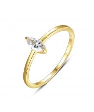 Horse Eye Cubic Zirconia Simple Design Women Wholesale 925 Sterling Silver Ring - White