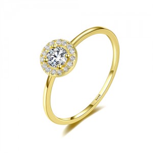 Round Surface Cubic Zirconia Elegant Design Women Wholesale 925 Sterling Silver Ring