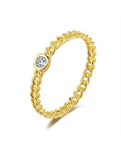 Class Twist Design Bustiness Style Gold Plated Women Wholesale 925 Sterling Silver Ring