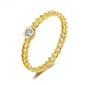 Class Twist Design Bustiness Style Gold Plated Women Wholesale 925 Sterling Silver Ring