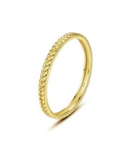 Ear of Wheat Design Fashion Simple Style Gold Plated Women Wholesale 925 Sterling Silver Ring