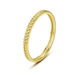 Ear of Wheat Design Fashion Simple Style Gold Plated Women Wholesale 925 Sterling Silver Ring