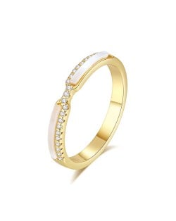 Unique Intersect Design Gold Plated Cubic Zircoina Women Wholesale 925 Sterling Silver Ring