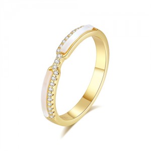 Unique Intersect Design Gold Plated Cubic Zircoina Women Wholesale 925 Sterling Silver Ring