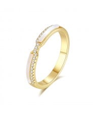 Unique Intersect Design Gold Plated Cubic Zircoina Women Wholesale 925 Sterling Silver Ring