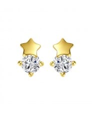 Silver Jewelry Mini Cubic Zirconia Ear Studs Five Point Star Women Wholesale 925 Sterling Silver Earrings