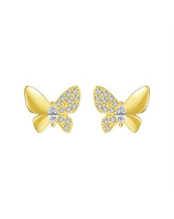 Silver Jewelry Bling Cubic Zirconia Butterfly Ear Studs Women Wholesale 925 Sterling Silver Earrings