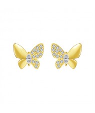 Silver Jewelry Bling Cubic Zirconia Butterfly Ear Studs Women Wholesale 925 Sterling Silver Earrings
