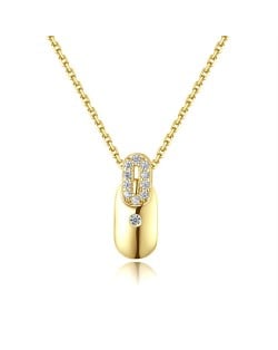 Korean Fashion Cubic Zirconia 14K Gold Plated Pendant Wholesale Women 925 Sterling Silver Necklace