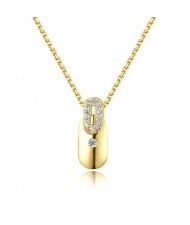 Korean Fashion Cubic Zirconia 14K Gold Plated Pendant Wholesale Women 925 Sterling Silver Necklace