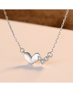 Fine Jewelry Cubit Zirconia Peach Heart Pendant Wholesale Women 925 Sterling Silver Necklace