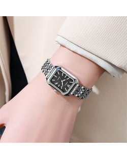 Stylish and Simple Square Design Steel Strap Wholesale Women Quartz Watch - Silver Black