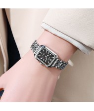 Stylish and Simple Square Design Steel Strap Wholesale Women Quartz Watch - Silver Black