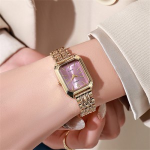 Stylish and Simple Square Design Steel Strap Wholesale Women Quartz Watch - Golden Pink