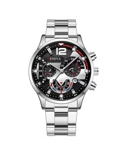Steel Strap Calendar Sport Design Luminous Hands Wholesale Fashion Man Quartz Watch - Silver
