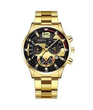 Steel Strap Calendar Sport Design Luminous Hands Wholesale Fashion Man Quartz Watch - Golden