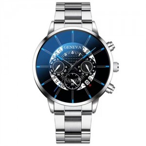 Super Cool Big Face Calendar Design Wholesale Fashion Man Quartz Watch - Silver