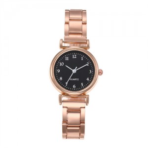 Vintage Simple Round Faxe Design Wholesale Fashion Women Watch - Rose Gold Black
