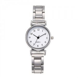 Vintage Simple Round Faxe Design Wholesale Fashion Women Watch - Silver