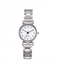 Vintage Simple Round Faxe Design Wholesale Fashion Women Watch - Silver