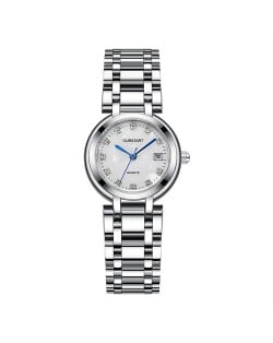 Exquisite Steel Watchband Classic Round Design Wholesale Fashion Women Watch - White