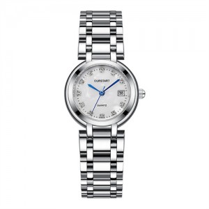 Exquisite Steel Watchband Classic Round Design Wholesale Fashion Women Watch - White
