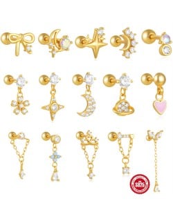 (15 Options) 1 Piece Silver Jewelry Multiple Design Women Wholesale 925 Sterling Silver Ear Stud