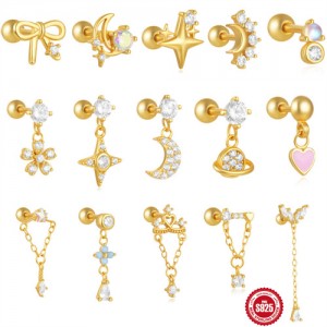 (15 Options) 1 Piece Silver Jewelry Multiple Design Women Wholesale 925 Sterling Silver Ear Stud