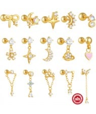 (15 Options) 1 Piece Silver Jewelry Multiple Design Women Wholesale 925 Sterling Silver Ear Stud